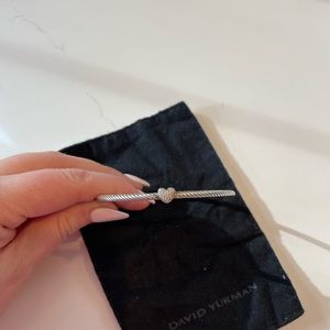 David Yurman sterling silver heart bracelet with pave diamonds